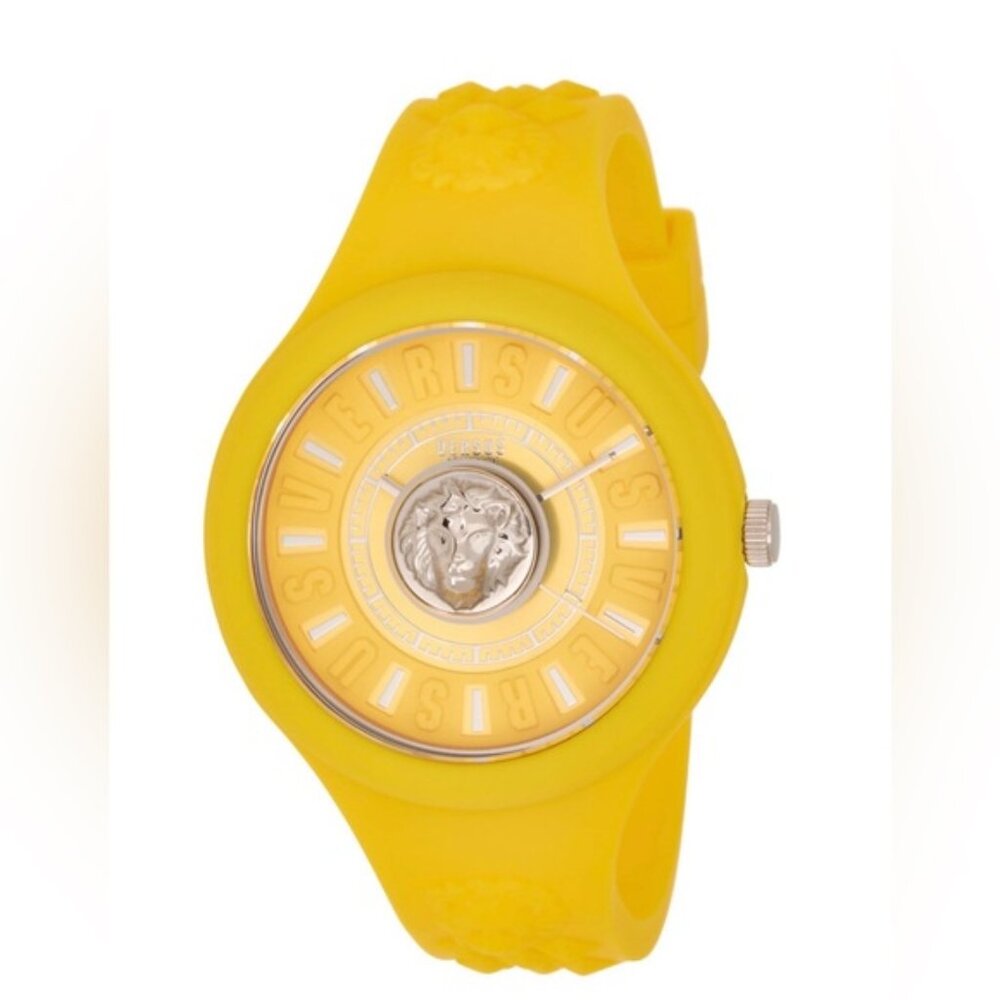Versus Versace Versace Fire Island Lion Silicone Strap Watch, 44mm Yellow